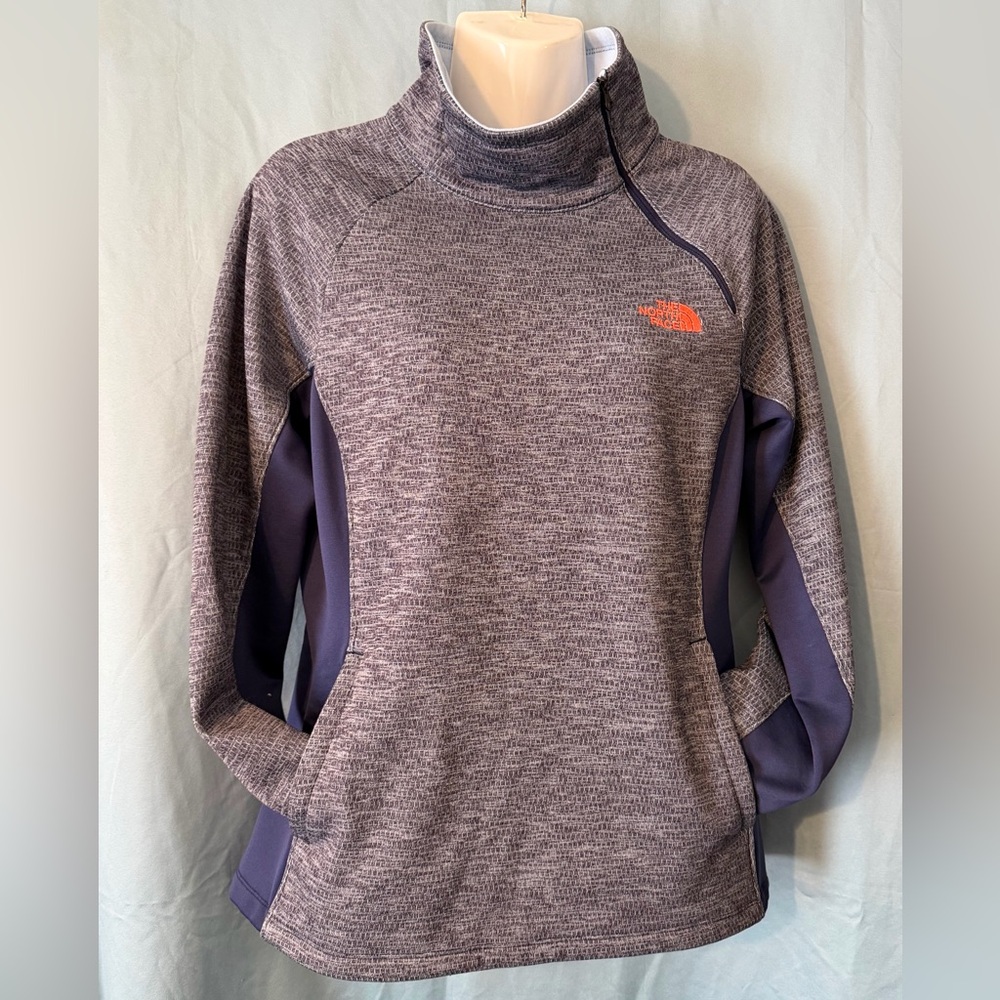 The North Face Heathered Gray and Navy Pullover